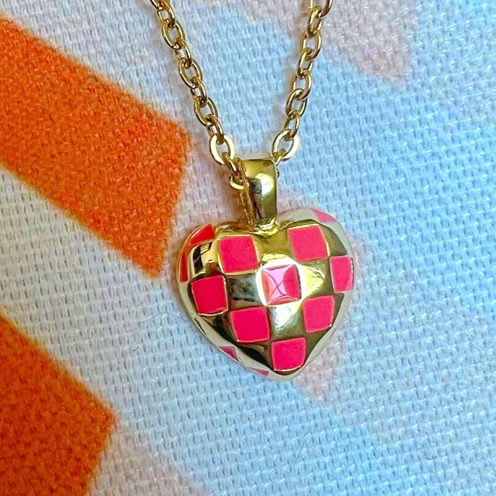 Checkered Heart Necklace